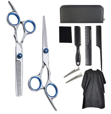 10 PCS  Haircutting Set  6.7in Scissors Thinner Cape Clip Combo Hairdressing • £5.95