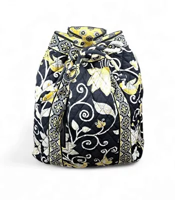 Vera Bradley Backsack Drawstring Backpack Retired Yellow Birds Yellow Black • $19.55