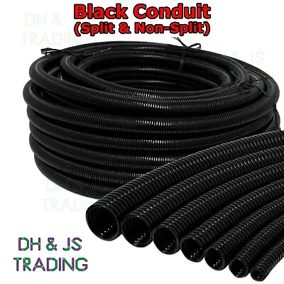 Black Conduit Split & Non Split Flexible Tube Cable Tidy Trunking Organiser • £3.99