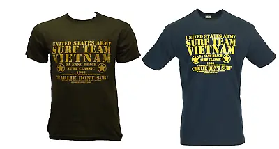 Army Military Style Vietnam War US Charlie Printed T Shirt Combat Short Sleeve • £11.39
