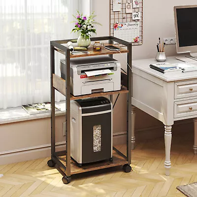 TC-HOMENY Mobile Printer Stand Cart W/ Power Station Office Storage Rack Shelf • $65.99