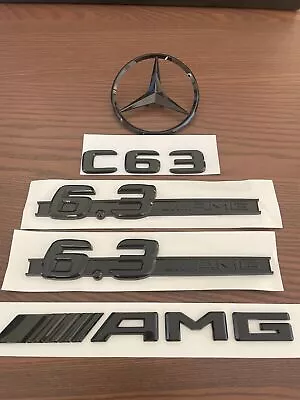 Gloss Black Mercedes C63 6.3 AMG Star Emblem PACKAGE Badge Logo Sticker W204 • $36.79