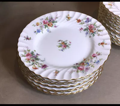 12 Mintons England Marlow Dresden Florals SALAD PLATES Globe Stamp • $75