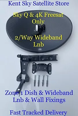 Mk4 60cm Satellite Dish 2 Way Wideband Lnb Sky Q & 4K Freesat Only🇬🇧 • £34.99