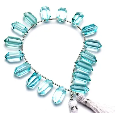 Aquamarine Color Quartz 14x7mm Size Faceted Crystal Point Shape Beads 8  Strand • $11.20