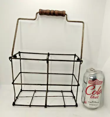 Antique Milk Bottle Carrier - Holds Two 1 Quart Bottles - Wire With Wood Handle • $14.99