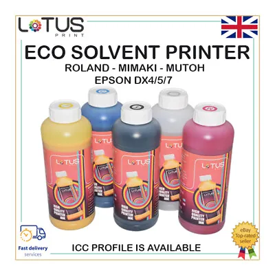 Eco Solvent Ink Roland Mimaki Mutoh Epson DX4/5/7 (CMYK & Cleaning Solution) • $37.90