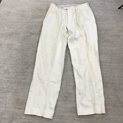 $17.42 • Buy Vintage Bruno Pants Mens 36 Italian White Pocket Trouser Chino Linen Casual