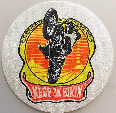 Original Vintage Motorcycle Keep On Bikin’ Mini Iron On Patch • $5