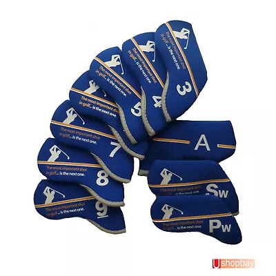 $25 • Buy 10 X Golf Iron Club Heads Covers Match Bag Great Shot B/W