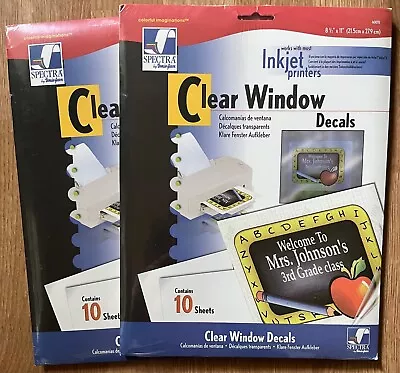 Spectra Window Decals 2 Packs Of 10 Sheets 8.5  X 11  Clear Inkjet NEW • $18