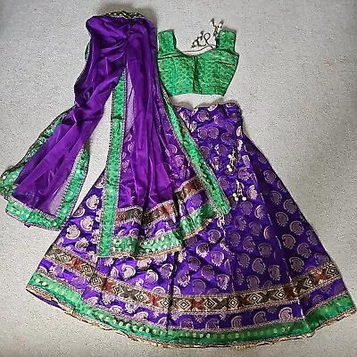 Indian Ethnic Designer Bollywood 3 Piece Dress Lehnga Chaniya Choli Outfit S/M  • £29.99