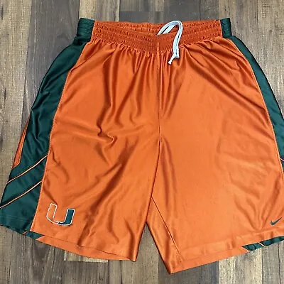 VINTAGE Nike Team Miami Hurricanes  Basketball Shorts Adult XXL • $34.99