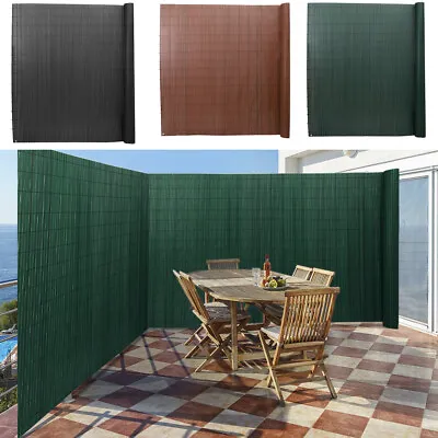 PVC Garden Screening Roll Bamboo Slat Fence Privacy Panel Border Fencing Outdoor • £12.55