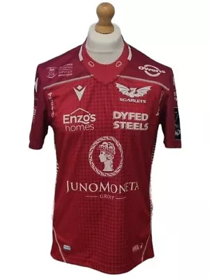 Llanelli Scarlets Rugby Home Shirt 2019/2020 - Macron Medium M Jersey Top 19/20 • £12