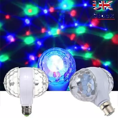 £6.05 • Buy Party 6W LED B22 E27 Crystal Ball Rotating Bulb Disco Lamp Stage Light Bulb