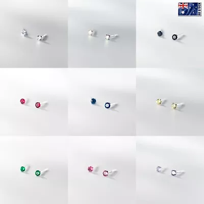 $3.95 • Buy Wholesale Real 925 Sterling Silver 2.5mm Simulated Diamond Stud Earrings 1 PAIR