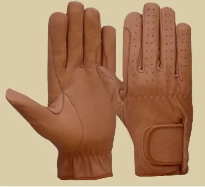 Equestrian Gloves Mens 100%  Real Leather TANDARK BROWN & BLACK Premium Quality • £18.99