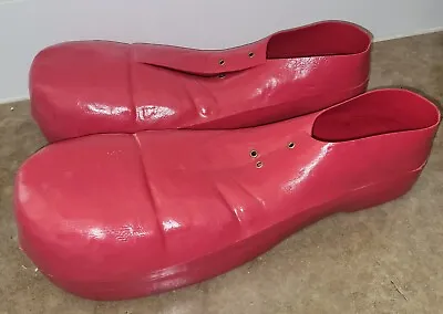 Rubie's Clown Shoes #741 Red Adult 15  Size Blow Mold Plastic Vtg 1978 USA  • $11.45