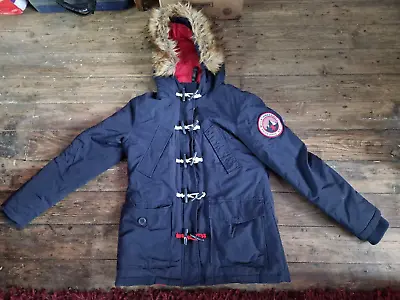 £29.99 • Buy Superdry Mountaineering Supplies Parka Coat Blue Fir Hood Winter Jacket Boys L