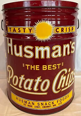Vintage Husman's The Best Potato Chips Tin Snack Foods 3 Lb Can Cincinnati Ohio • $45