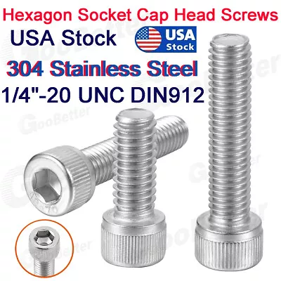 1/4 -20 Socket Head Cap Screws Stainless Steel Allen Bolts All Lengths 1/2 -3  • $7.69