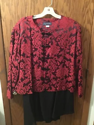 Womens Vintage Clothing 80's Red Jacket & Black Skirt Size 26w Exc. • $18.88