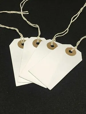 £1.95 • Buy White Strung Tie On Tags Labels Retail Luggage Tags With String 54mm X 29mm
