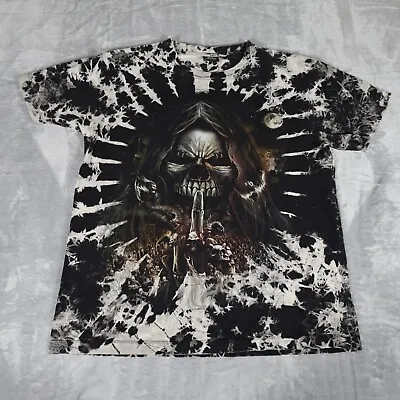 Vintage Style Skull Gothic Graphic T Shirt Mens L Fits Short Grunge Y2K 2-Sided • $19.99