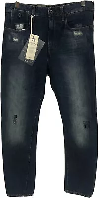 G Star Raw Men's Jeans 33x32 Super Slim Type C 3D Color Blue Distressed   • $109.98