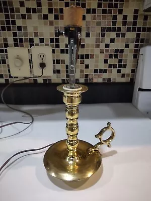 Vintage Leviton Brass Candlestick With Finger Loop Table Desk Lamp 19   • $20