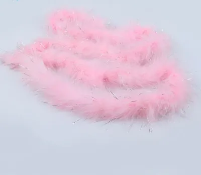 2 Yards Long 27g Pink With Tinsel Marabou Boa 6 Feet Wedding Party Scarf • $8.99