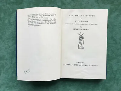 £8 • Buy 1928 Men Books And Birds By W H Hudson Traveller's Library Edition 