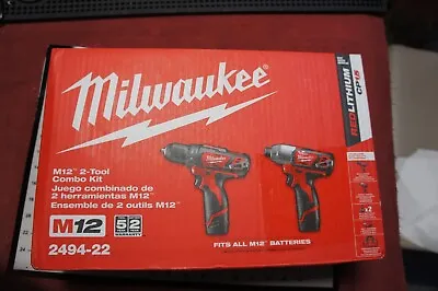£179.99 • Buy Milwaukee M12 Combo Set Impact Driver And Drill Driver Charger 2 X Battery RED