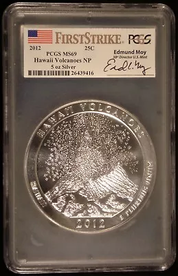 2012  Hawaii Volcanoes Np Atb - Firststrike Ms69  Signed Edmund Moy  5 Oz Silver • $479.95