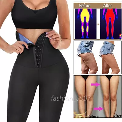 Women's High Waisted Leggings Sweat Sauna Pants Thermal Shaper Waist Gym Trainer • £16.99