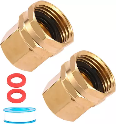 2 Pack Brass Garden Hose Threaded 1/2  NPT To 3/4  GHT Fitting ConnectDual Swiv • $11.76