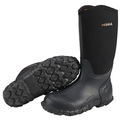 HISEA Men Work Rain Boots Waterproof Warm Anti Slip Outdoor Mud Mid-Calf Wellies • $57.99