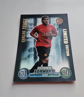 Match Attax 07/08 Carlos Tevez Man.Utd - Limited Edition Card - V.Good Condition • £3.99