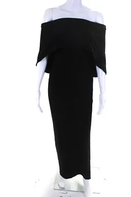 Nicole Miller Womens Black Structured Heavy Jersey Cape Gown Size 12 12556536 • $104.01