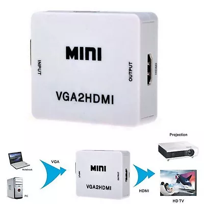 VGA TO HDMI 1080P HDTV Video Audio Adapter Box For PC Laptop VGA2HDMI Converter • $13.42