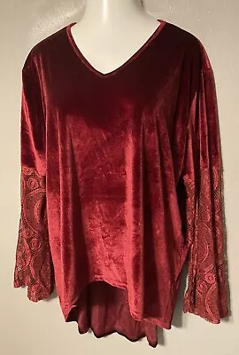 Gorgeous L&B Lucky & Blessed Velvet Blouse ~ 3X ~ Love The Sleeves • $15.99