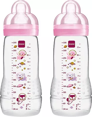 MAM Easy Active Baby Bottle With Fast Flow MAM Teats Size 3 Twin Pack 330ml • £17.07