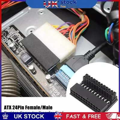 ATX 24Pin Female To 24Pin Male Desktop 24Pin Motherboard 90 Degree Power Adapter • £5.99