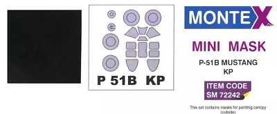 Montex 1/72 NORTH AMERICAN P-51B MUSTANG CANOPY & WHEELS PAINT MASK KP Models • $3.99