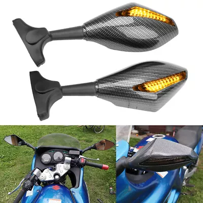 For Yamaha YZF600R FZ6R R6 R1 Motorcycle Side Mirrors With LED Turn Signal Light • $25.05