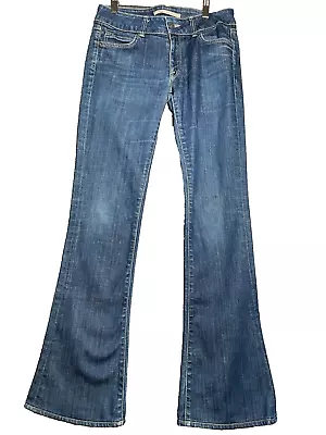 Vince Jeans Womens 27 Flare Leg Stretch Mid Rise Midnight Wash Blue • $29.88