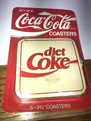 Vintage Original Coca Cola Diet Coke Set Of 6-3 3/4 Inch Coasters New Old Stock • $18.77
