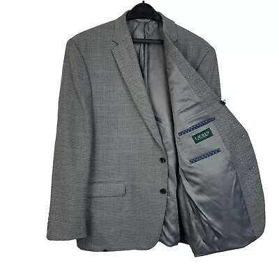 Ralph Lauren 52R 100% Wool Blazer Sport Coat Jacket Grey Houndstooth 2But *Read • $24