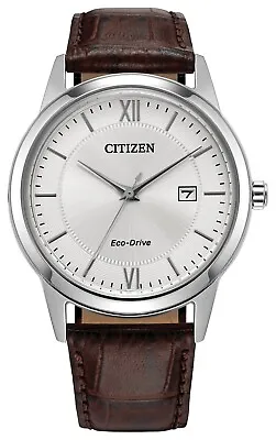 Citizen EcoDrive Mens Classic Date Indicator Brown Leather Watch 40MM AW1780-25A • $83.99